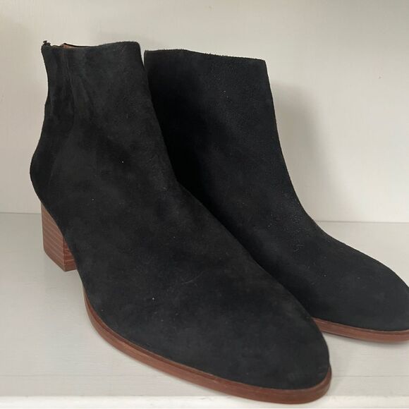 Seychelles Ankle Boots Booties Block Heel Zip Up Black Leather Suede Size 10 - Picture 5 of 7